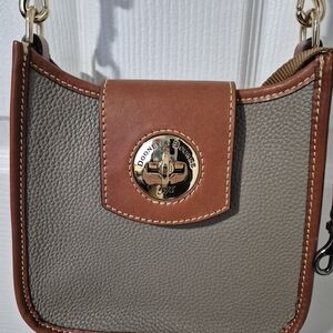 Dooney & Bourke Gray/ Elephant and Brown Leather Crossbody Bag